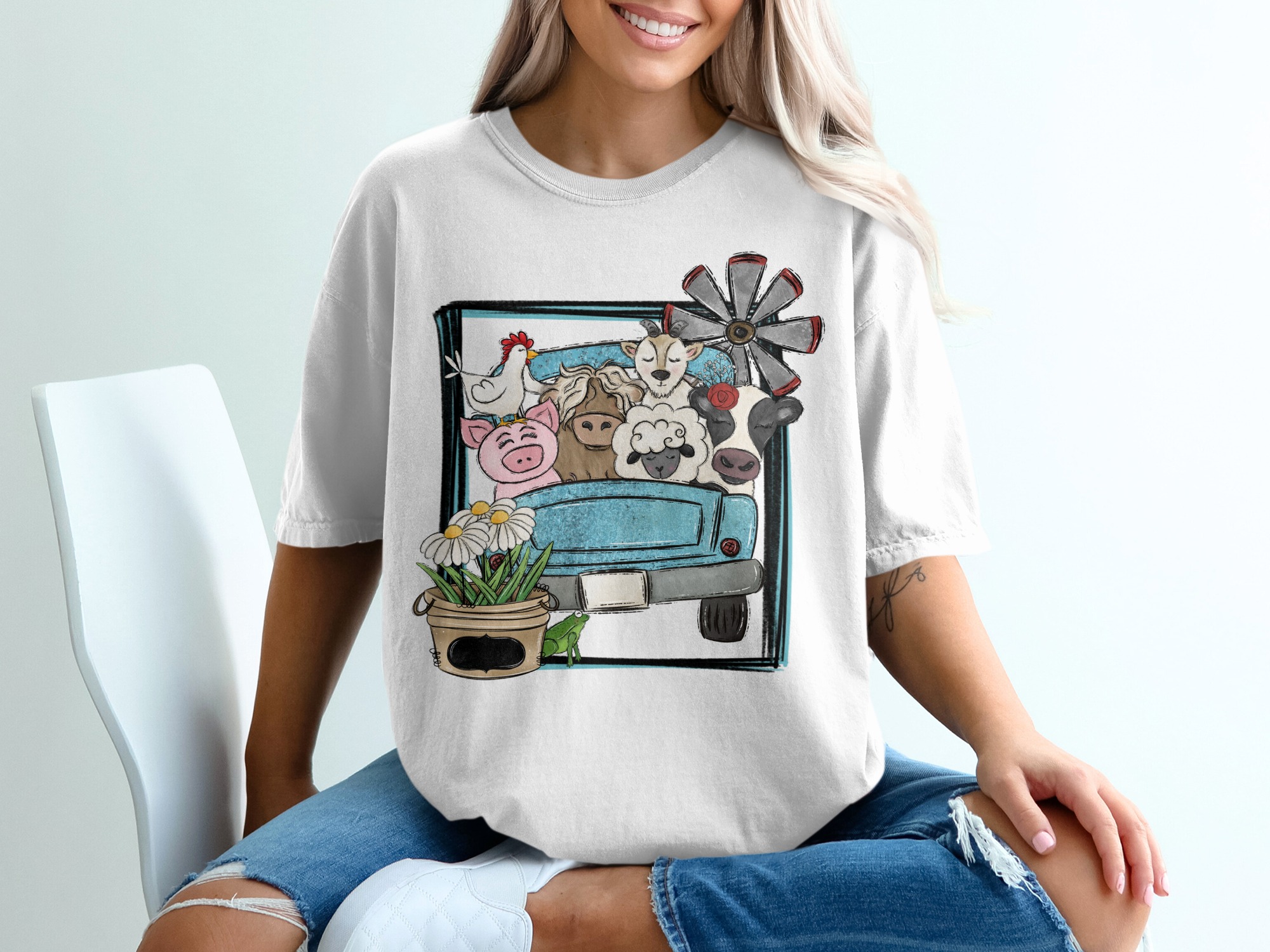 Farm Animals T-Shirt, Truck T-Shirt, Farmhouse Tee, Cute Animals Shirt, Farmer Gift, Barnyard T-Shirt, Country T-Shirt, Kids T-Shirt