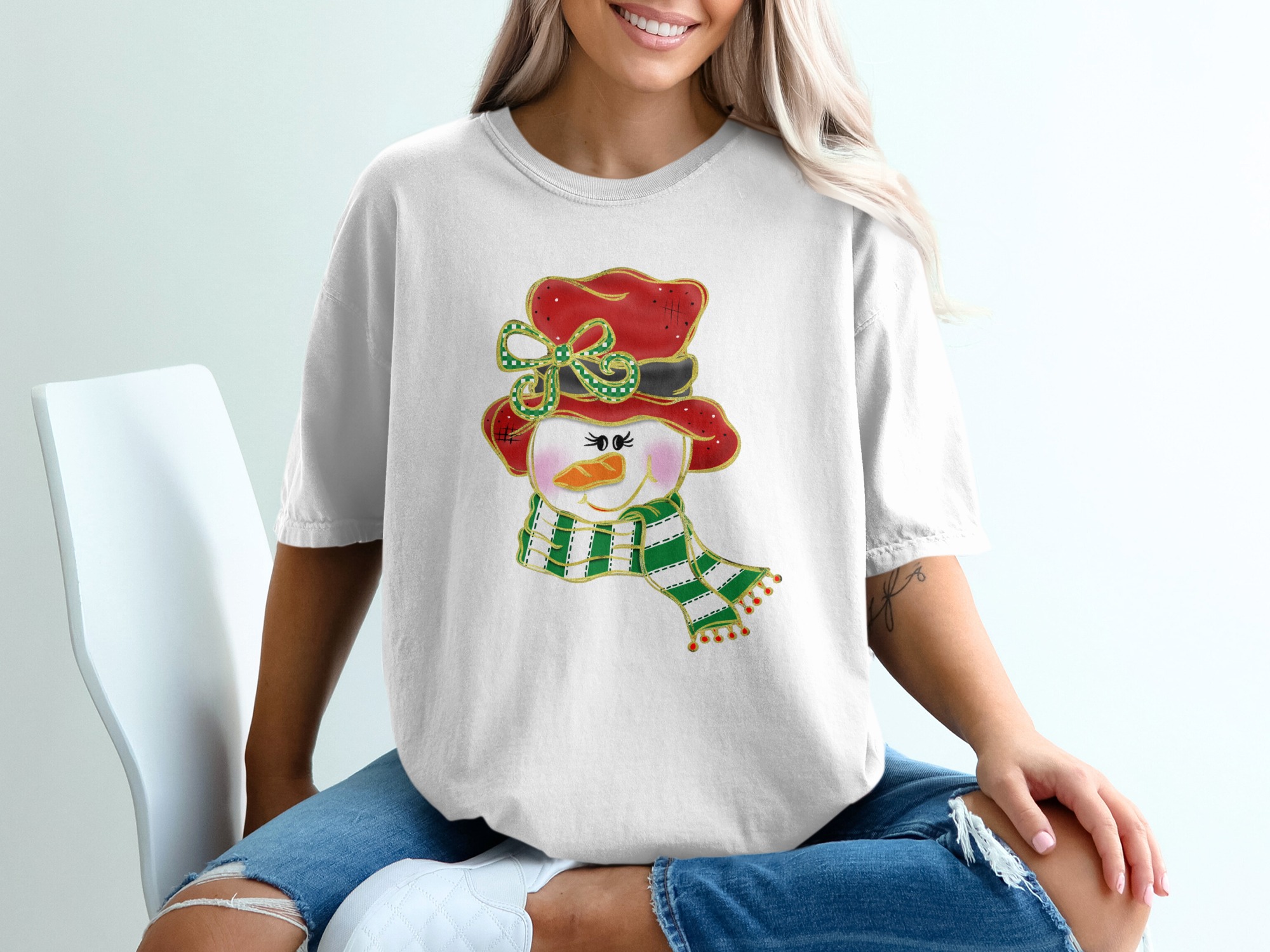 Cute Snowman T-Shirt, Holiday Shirt, Winter Apparel, Festive Top, Christmas Clothing, Seasonal Tee, Xmas Gift, Graphic Tee, Unique T-Shirt