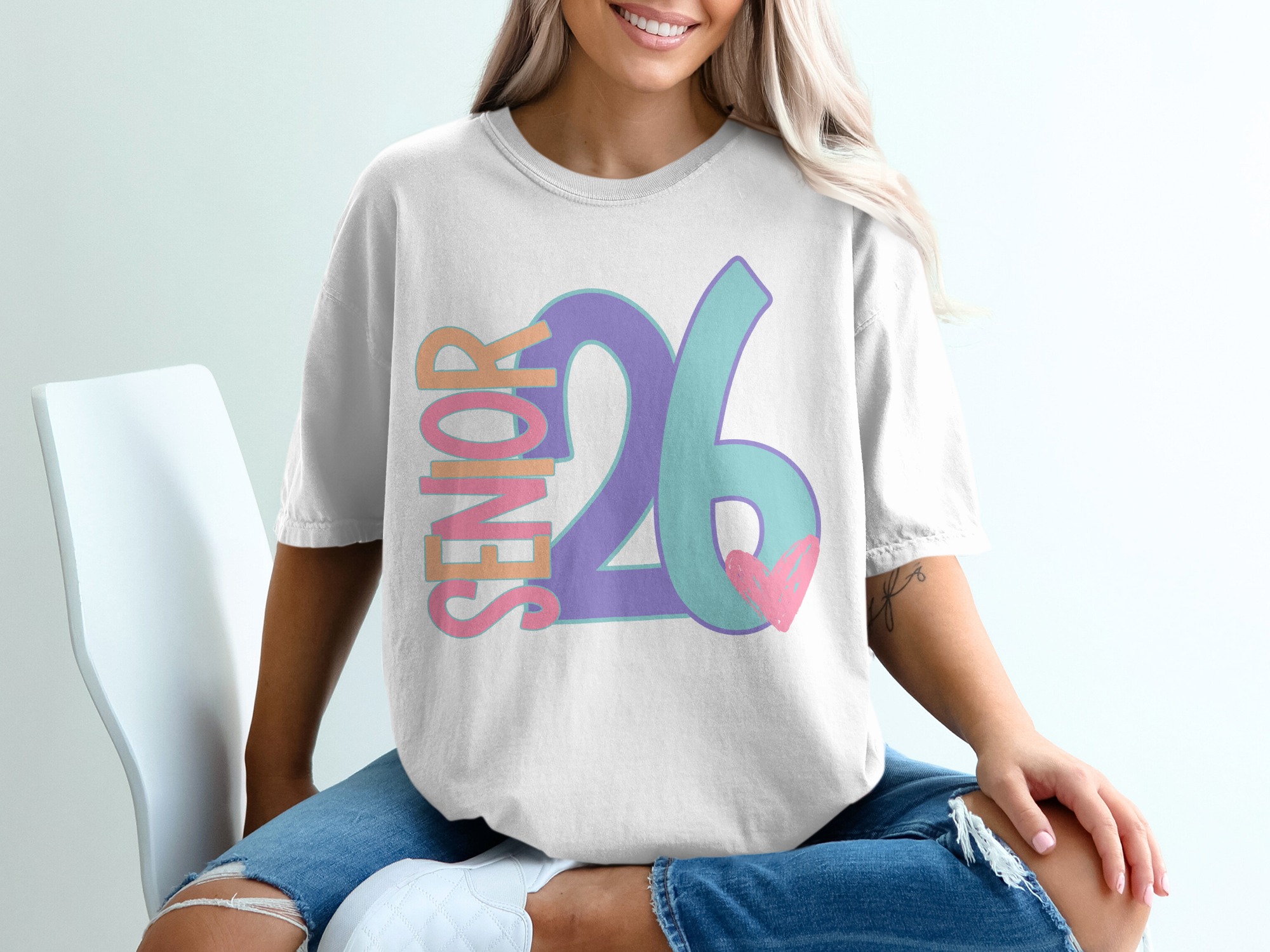 Senior 2026 T-Shirt, Cute Graduation Tee, Class of 2026, Colorful Heart Design, Unique Senior Gift, Trendy Senior Shirt