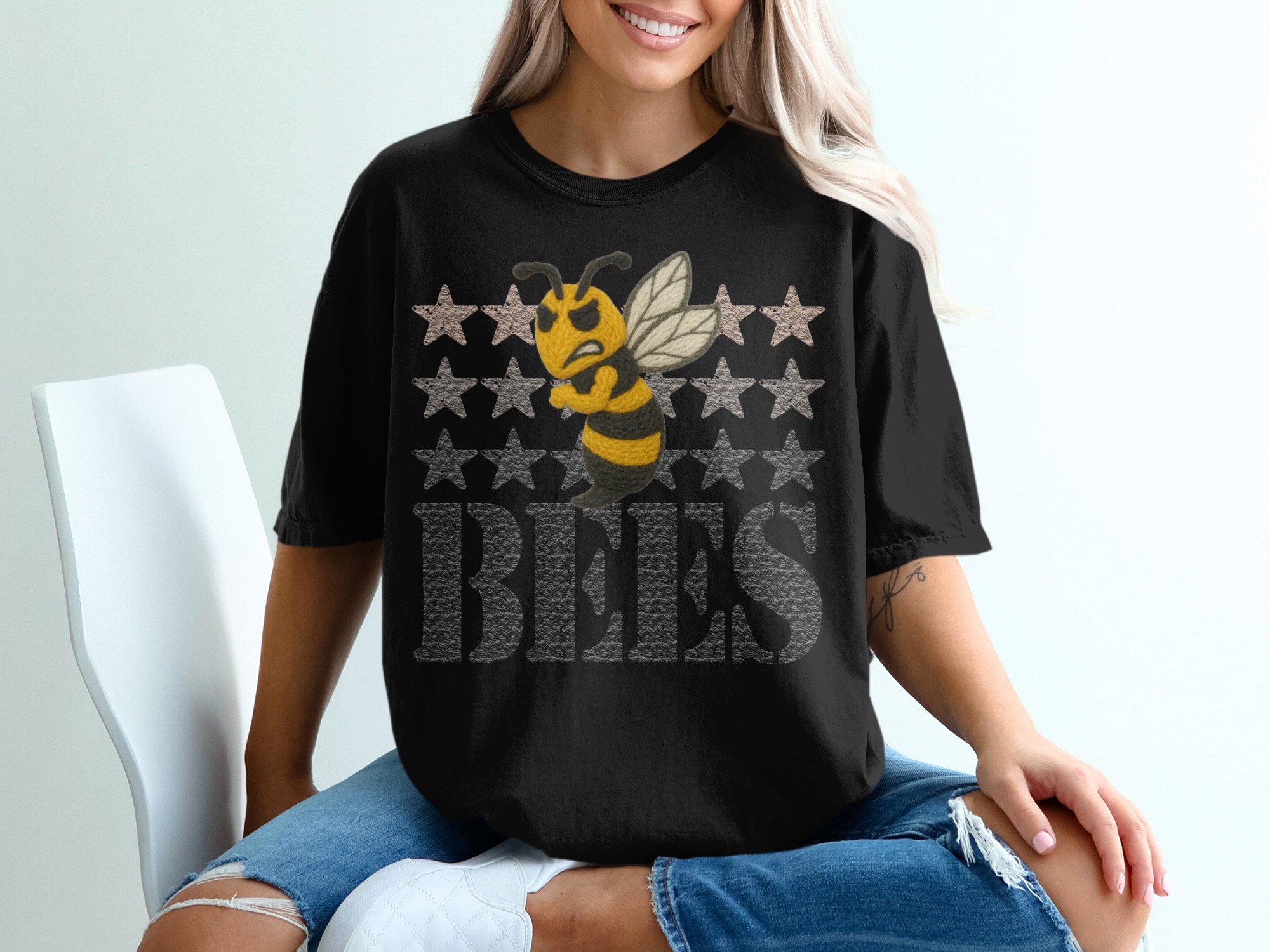 Grumpy Bee T-Shirt, Angry Bee Shirt, Honey Bee Tee, Funny Bee T Shirt, Five Star Rating Gift, Unique Bee Top - Image 2