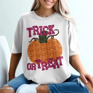Trick or Treat T-Shirt, Sparkling Pumpkin, Halloween T-Shirt, Fall T-Shirt, Autumn T-Shirt, Spooky Season, Festive Top