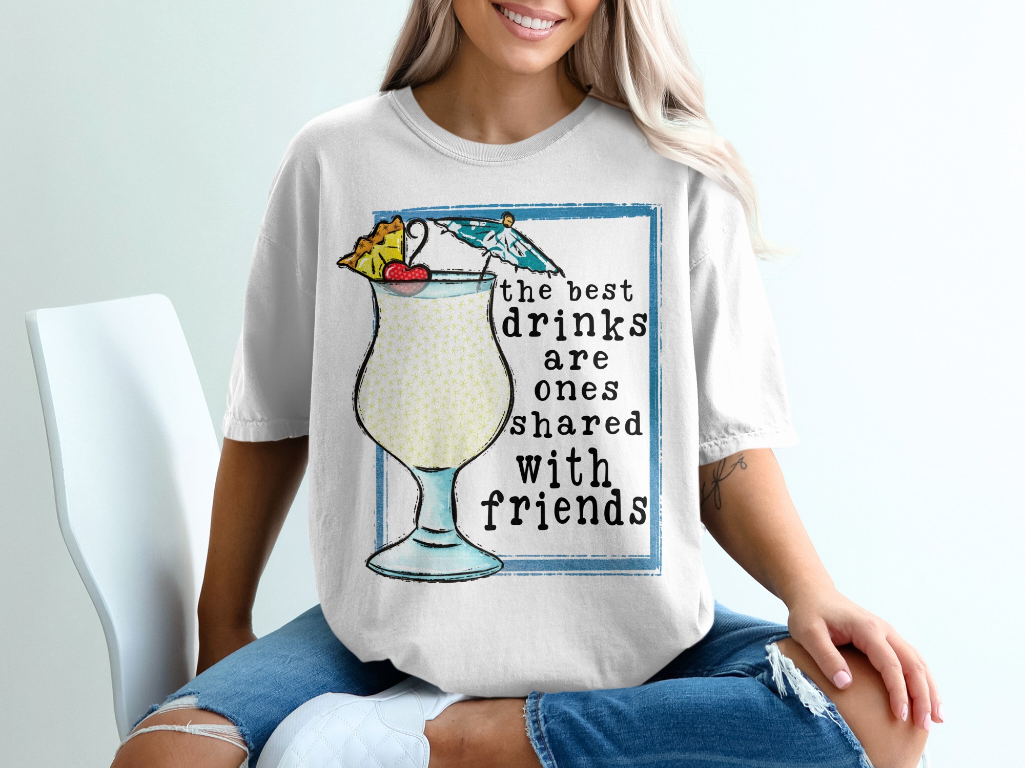 Pina Colada T-Shirt, Best Drinks with Friends Tee, Tropical Cocktail Shirt, Vacation Vibes Top, Summer Party Outfit, Gift for Drink Lovers