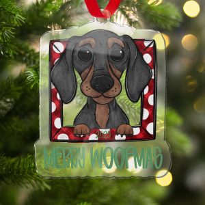 Dachshund Christmas Ornament, Merry Woofmas 2025, Holiday Dog Decoration, Cute Puppy Xmas Gift, Pet Lover Tree Decor