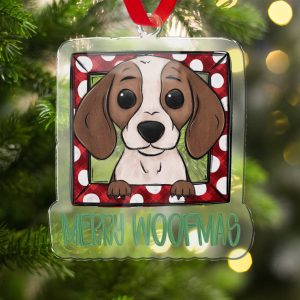 Merry Woofmas Ornament, Holiday Dog Ornament, Cute Puppy Christmas Decoration, Festive Canine Decor, Personalized Pet Gift