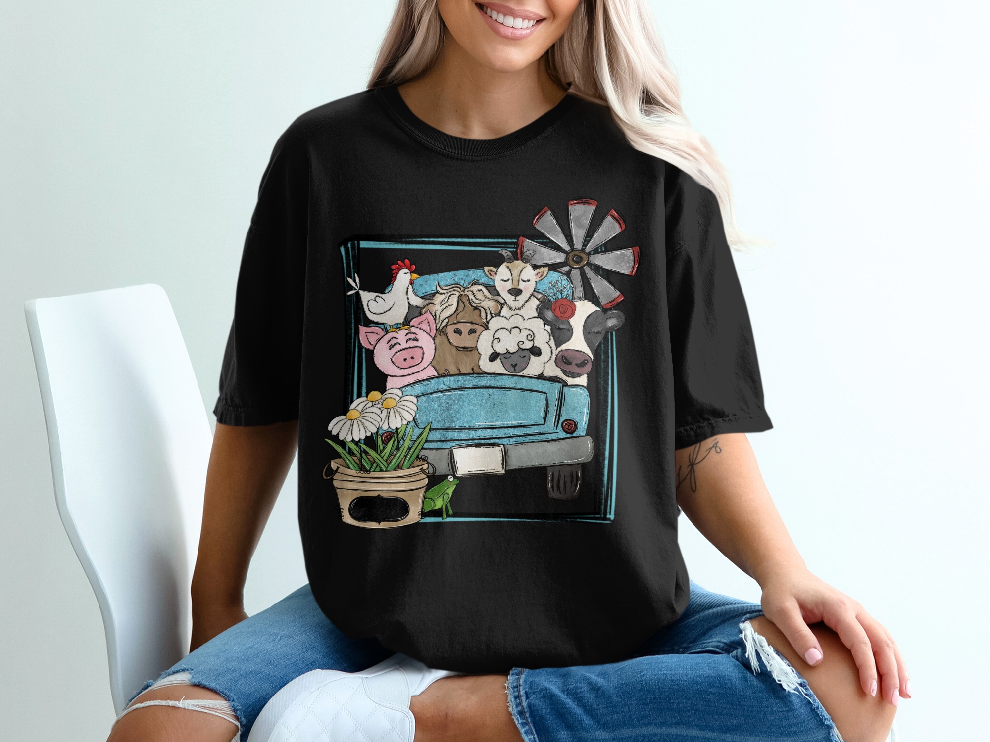 Farm Animals T-Shirt, Truck T-Shirt, Farmhouse Tee, Cute Animals Shirt, Farmer Gift, Barnyard T-Shirt, Country T-Shirt, Kids T-Shirt - Image 2