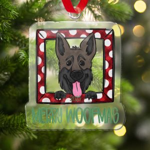 Belgian Malinois Ornament, Merry Woofmas 2025, Dog Lover Gift, Holiday Decor, Cute Puppy Ornament, Personalized Pet Ornament