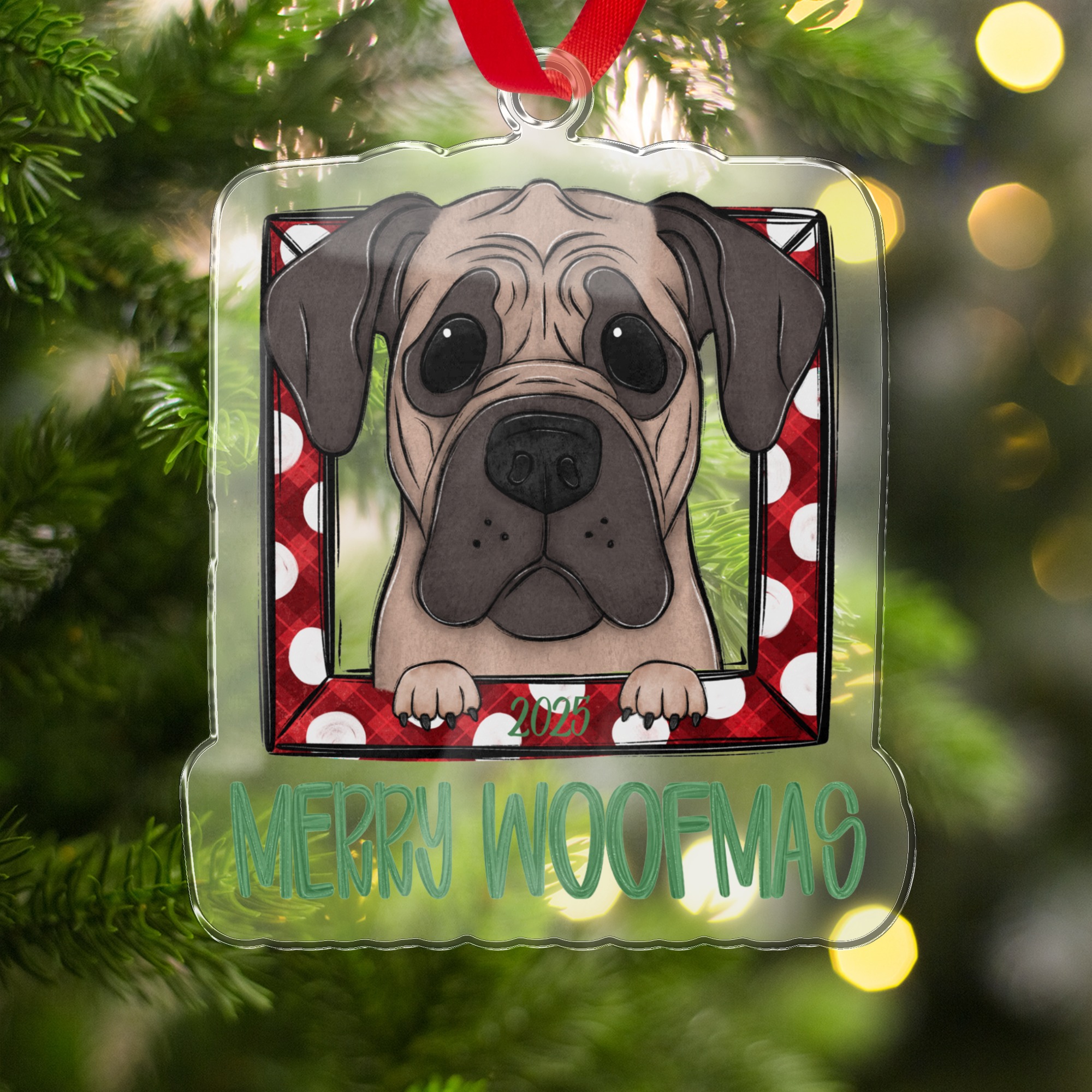 Merry Woofmas 2025 Holiday Ornament, Cute Dog Christmas Decoration, Unique Christmas Tree Decor, Holiday Gift for Dog Lovers