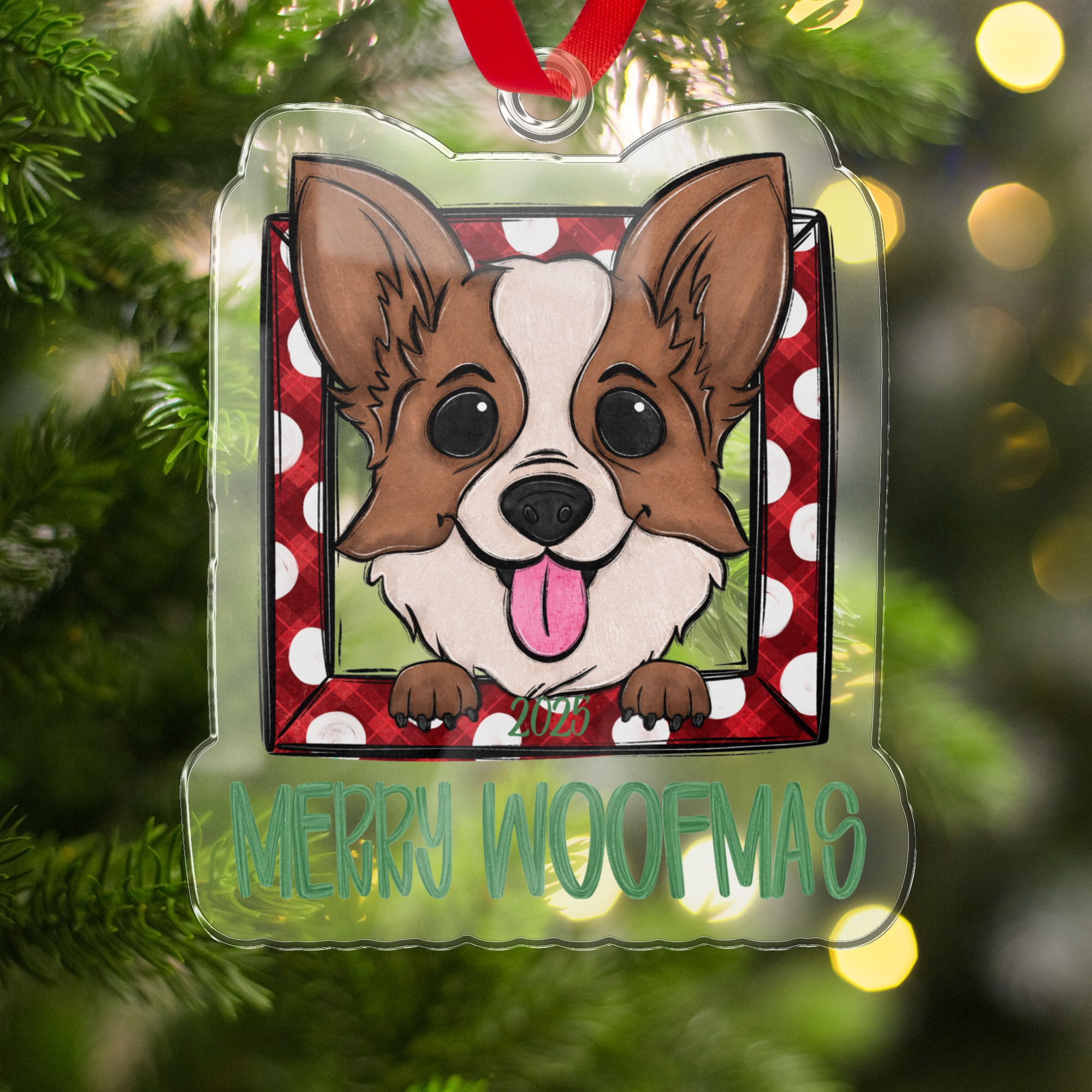 Merry Woofmas Corgi Ornament, Cute Dog Christmas Decor, Dog Lover Gift, Holiday Pet Ornament, Festive Canine Decoration, 2025
