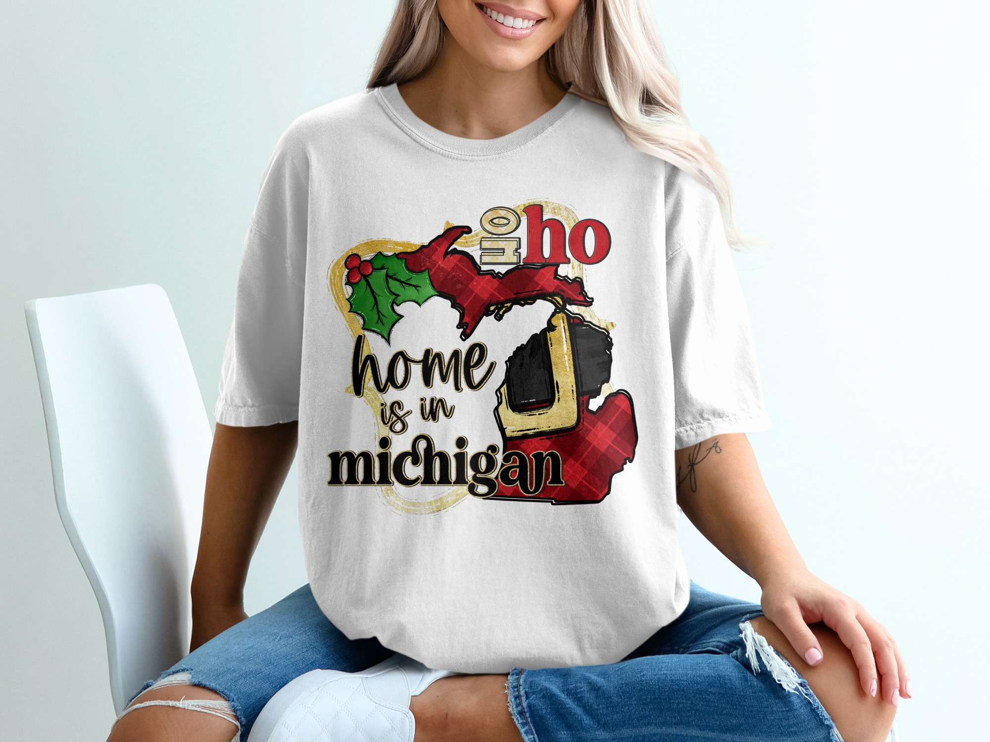 Home is in Michigan T-Shirt, Michigan Lover Gift, Holiday Gift, Christmas T Shirt, Michigan Pride Tee, Michigan Souvenir Apparel