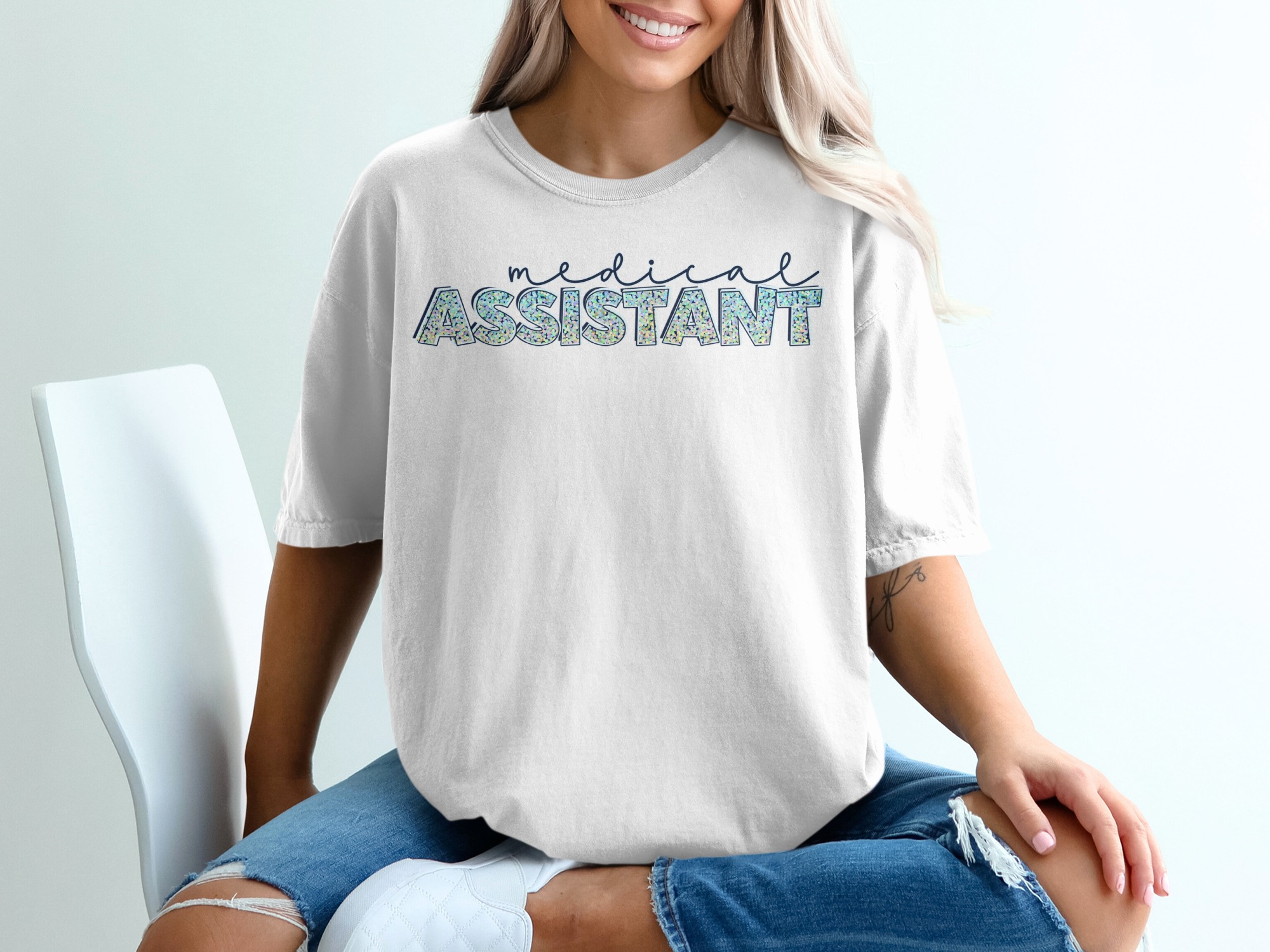Medical Assistant T Shirt, Cute Glitter MA Tee, Healthcare Hero TShirt, Appreciation Gift for Medical Staff, Medical Assistant Gifts