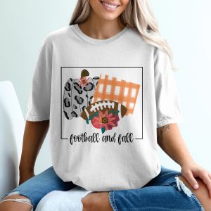 Football and Fall T-Shirt, Leopard Pumpkin, Floral Football Tee, Autumn Shirt, Seasonal Tee, Thanksgiving Apparel, Game Day Shirt