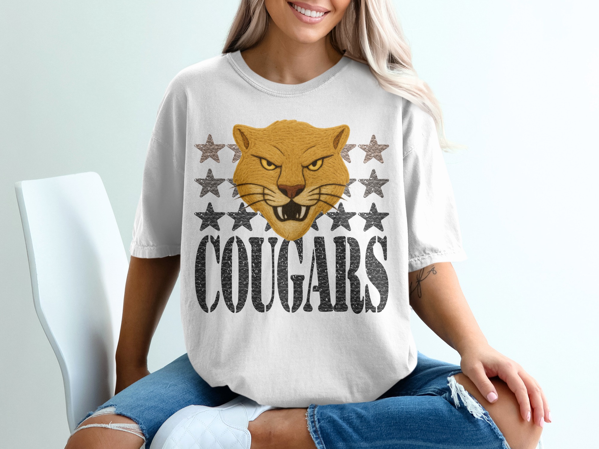 Cougars T-Shirt, Team Spirit, Mascot Tee, Sports Fan Apparel, Gift for Athletes, College Pride Clothing, Unique Design, Graphic Print