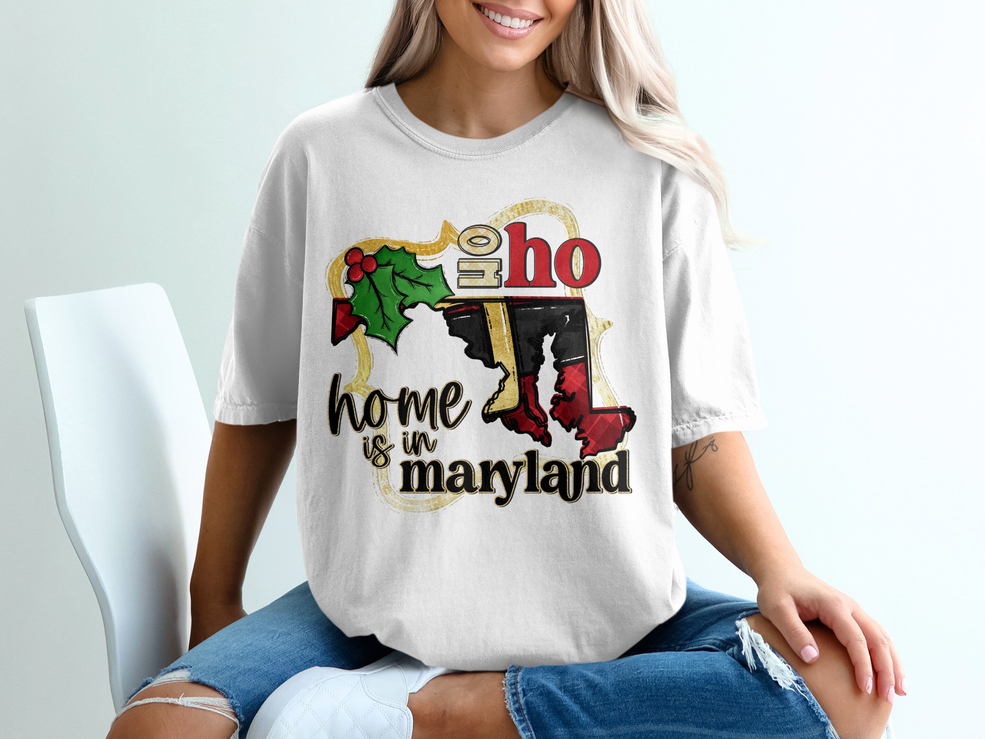 Maryland O Holy Home T-Shirt, State Pride, Christmas Gift, Holiday Apparel, Maryland Lover Tee, Festive Top, Maryland Souvenir, Xmas T-Shirt