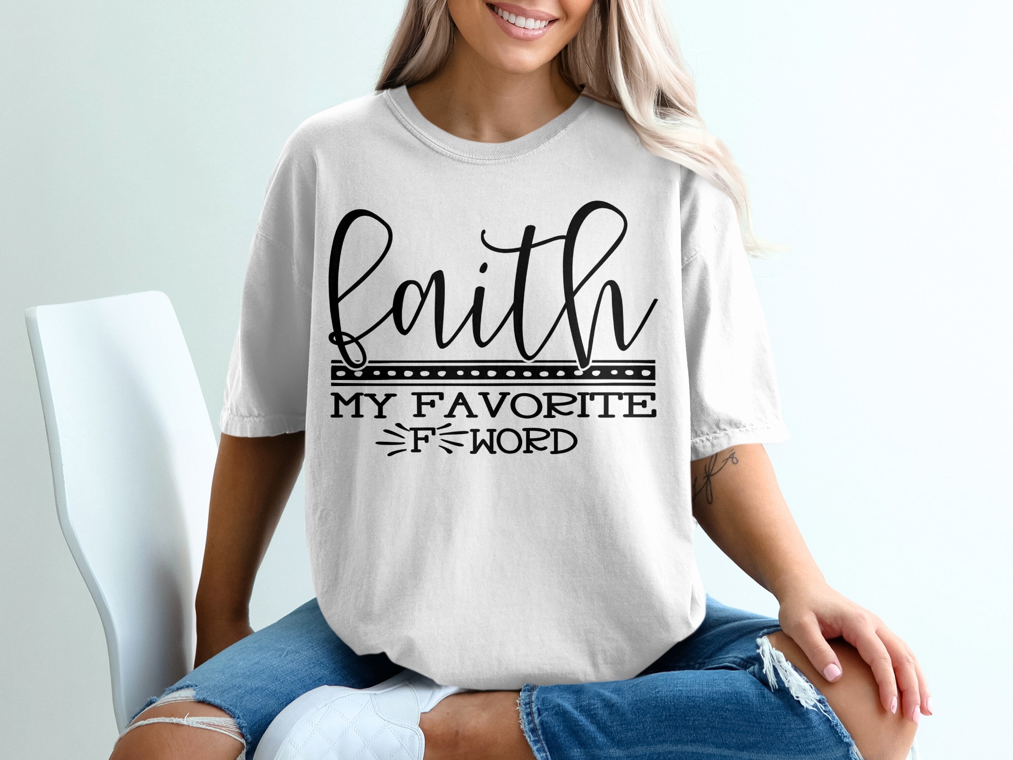 Faith My Favorite F Word T-Shirt, Funny Religious Tee, Inspirational Shirt, Christian Apparel, Statement TShirt, Graphic Print Top