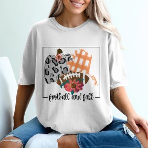 Football And Fall T Shirt, Autumn Vibes, Thanksgiving T Shirt, Cute Leopard Pumpkin, Sports T Shirt, USA Football, Gift For Football Fan