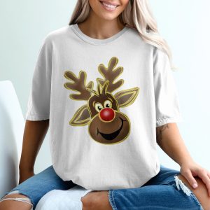 Cute Reindeer T-Shirt, Christmas T-Shirt, Red Nose Reindeer Shirt, Holiday Tee, Festive Apparel, Winter Outfit, Xmas Gift Idea