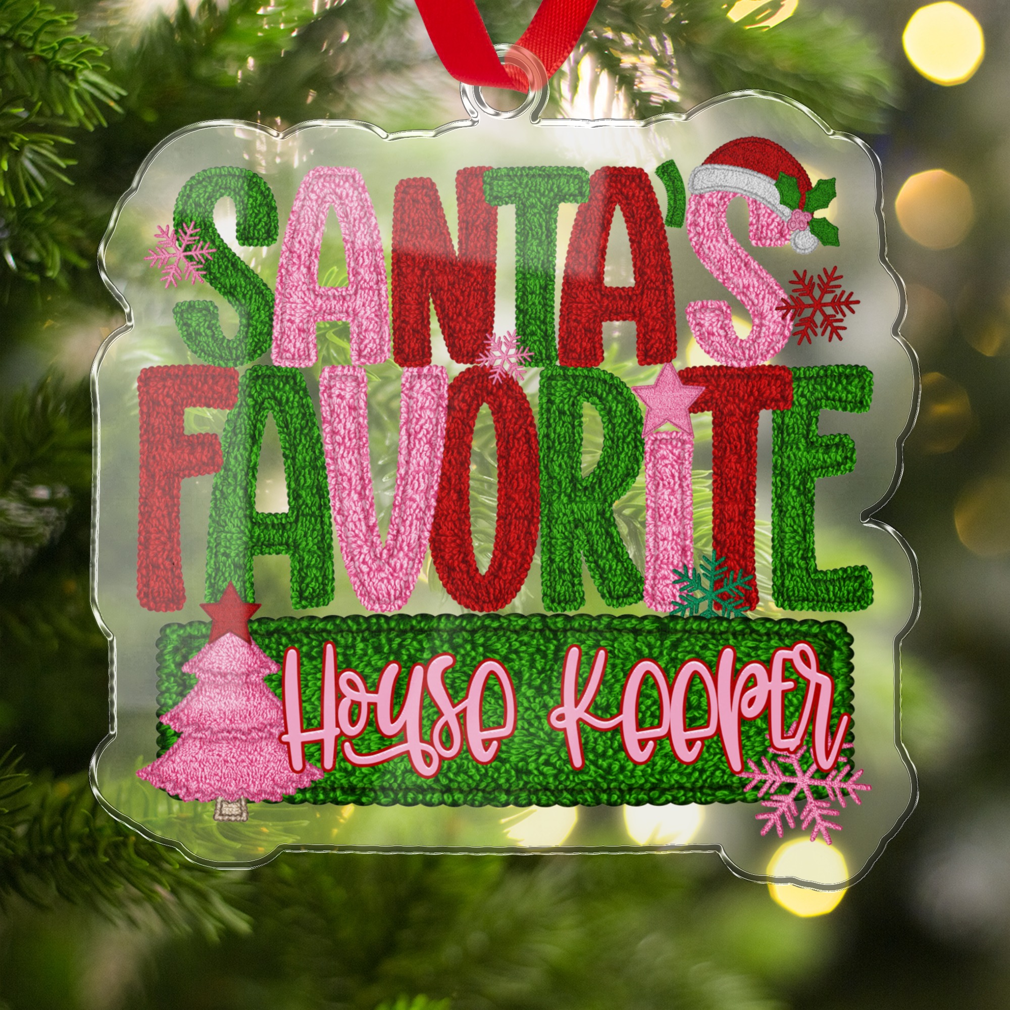 Santa's Favorite Housekeeper Ornament, Fun Christmas Decor, Holiday Tree Decoration, Gift for Housekeeper, Xmas Spirit, Cute Home Decor