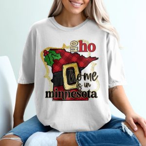 Minnesota Christmas T-Shirt, Ho Ho Home, Plaid State, Holiday Tee, Minnesota Pride, MN Love, Winter Gift, State Pride