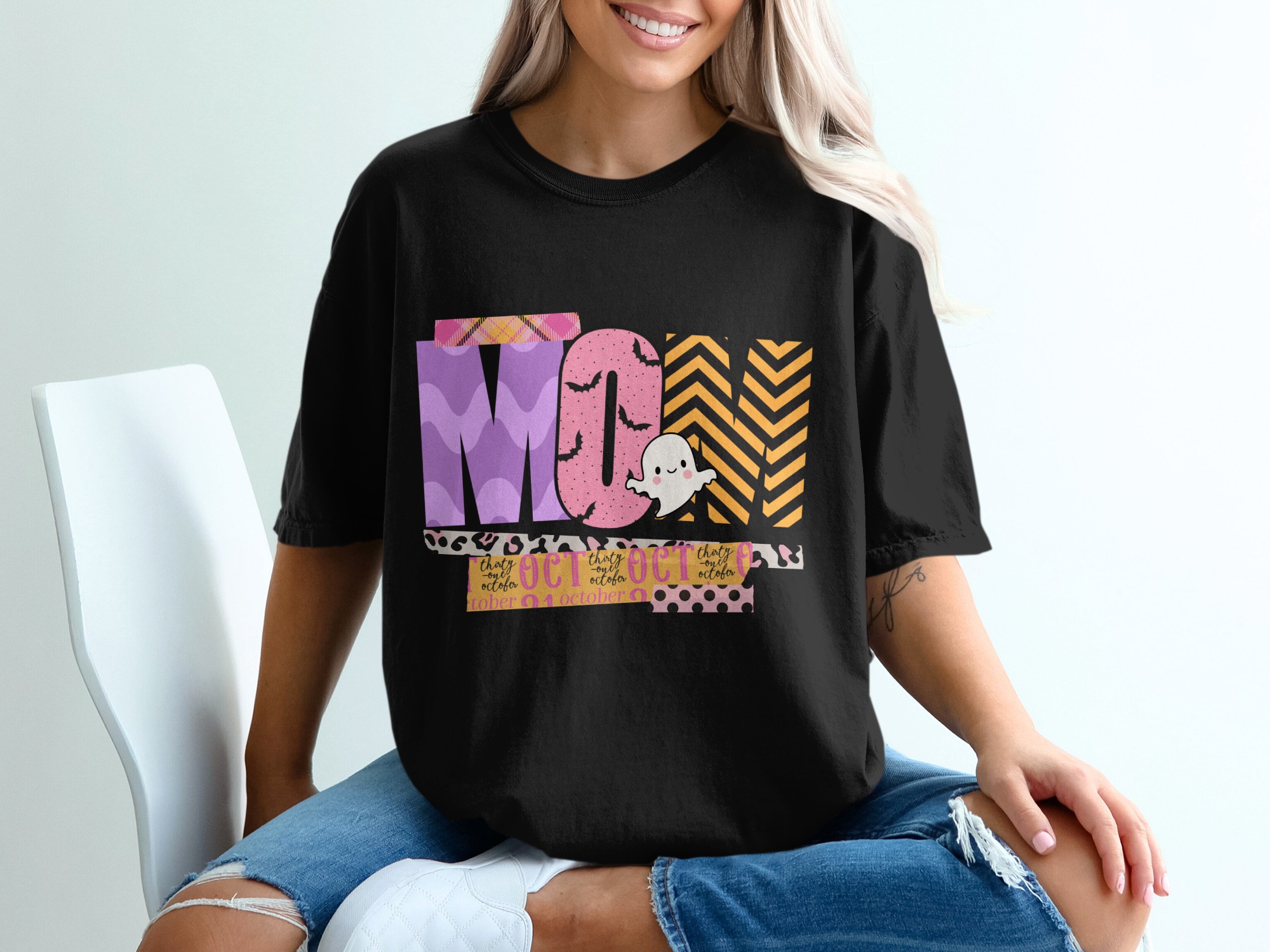 Halloween Mom T-Shirt, October 31st Shirt, Cute Ghost Tee, Spooky Mom Gift, Seasonal Shirt, Fall T-Shirt, Festive Halloween Tee - Image 2