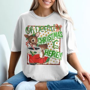 Oh Deer Christmas T-Shirt, Reindeer Tee, Christmas is Here Shirt, Festive T-Shirt, Holiday Apparel, Cute Reindeer T-Shirt, Winter Tee