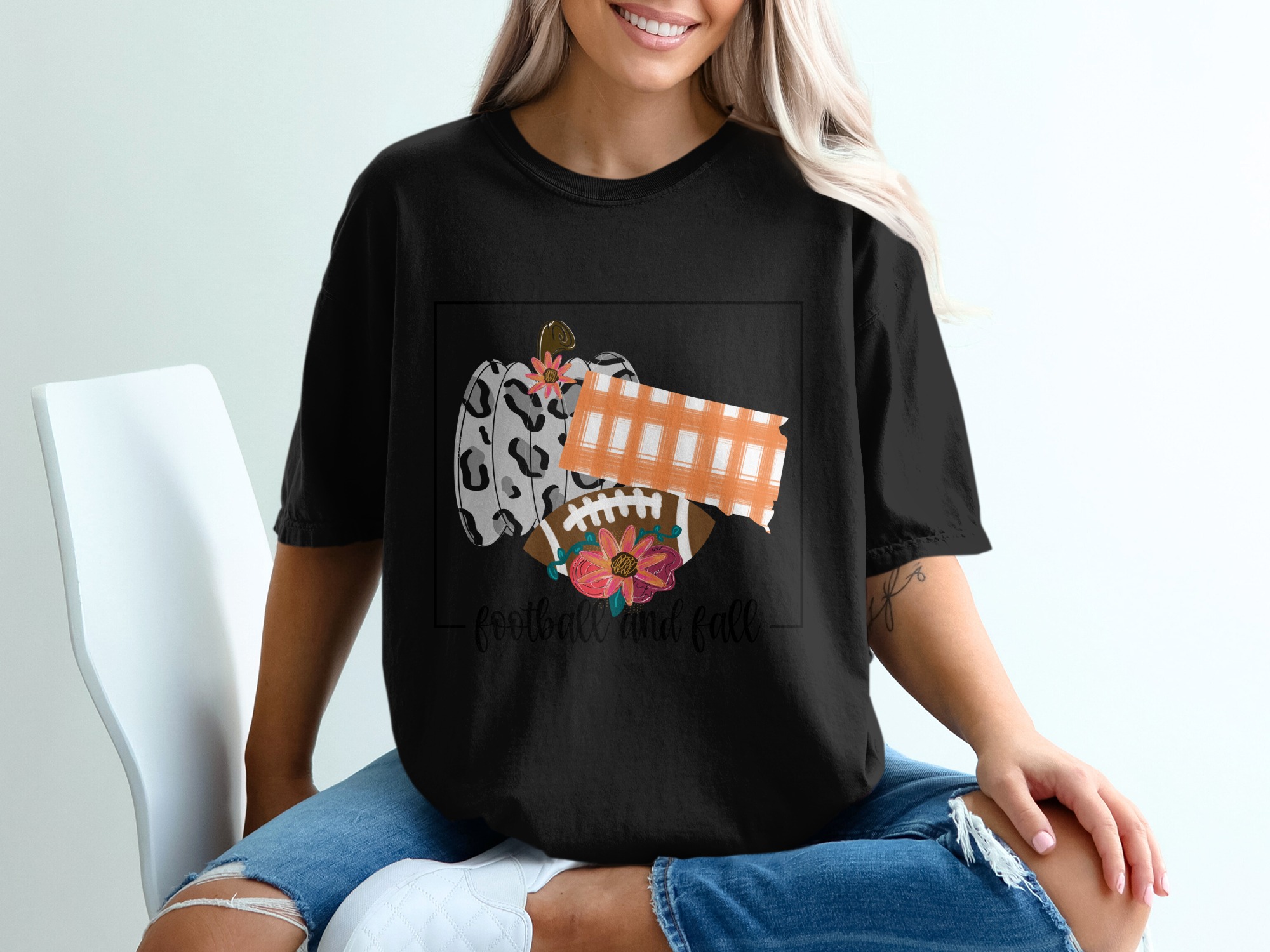 Football and Fall T-Shirt, Autumn Design Shirt, Pumpkin Shirt, State Pride, Football Season Shirt, Seasonal Tee, Trendy T Shirt - Image 2