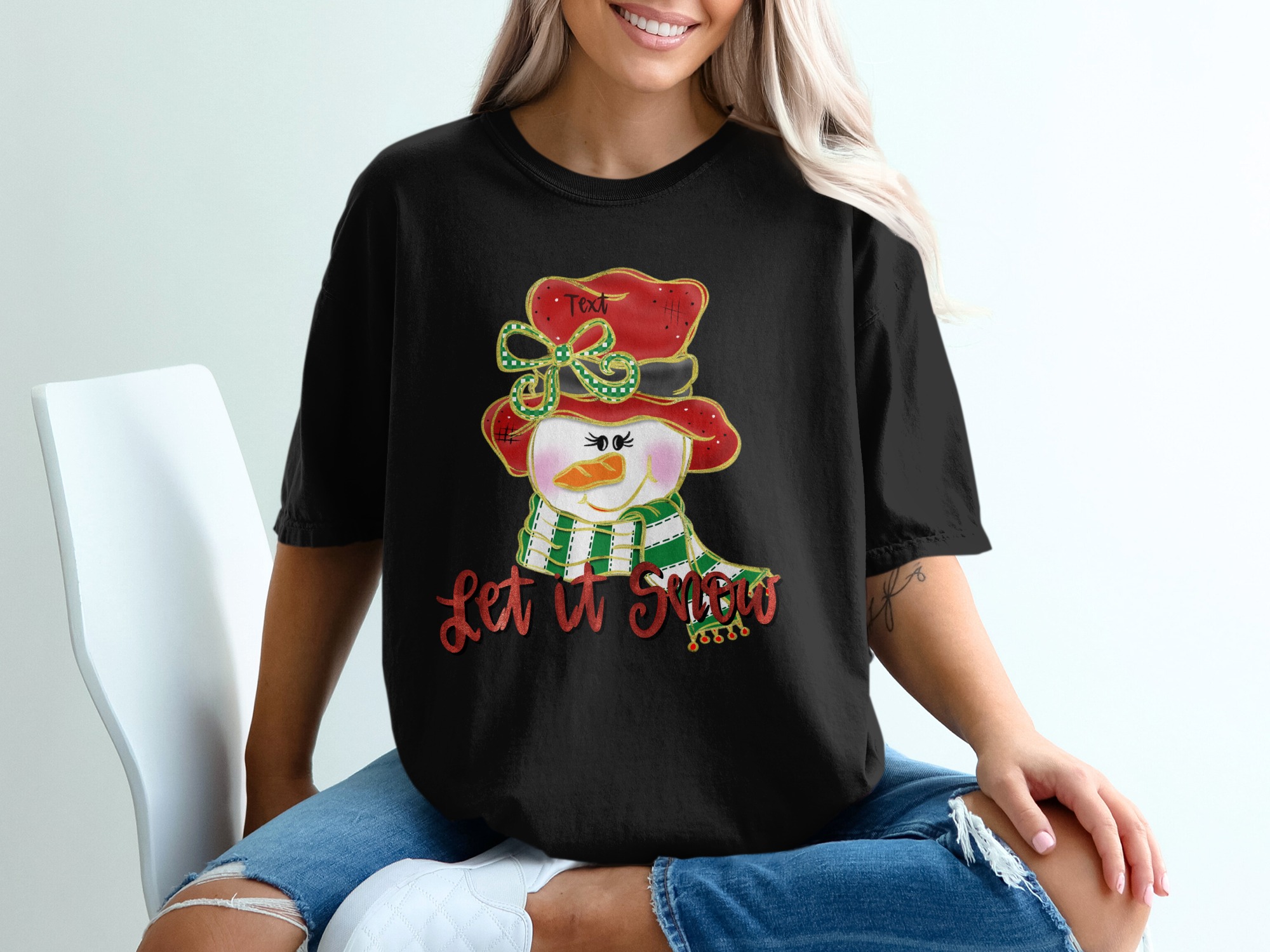 Snowman Christmas T-Shirt, Holiday Season, Festive, Let It Snow, Winter Apparel, Cute Graphic, Women's Top, Gift Idea - Image 2