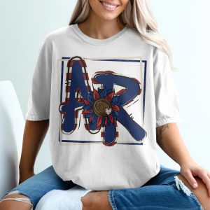 AR Sunflower T-Shirt, American Flag Letters Tee, Patriotic Graphic Top, USA Pride Shirt, Red White Blue Flower, Country Style Tee