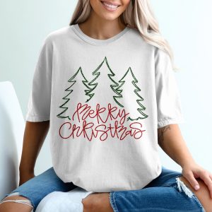 Merry Christmas T-Shirt, Christmas Tree Shirt, Holiday Tee, Festive Apparel, Christmas Gift, Family Matching Shirt, Christmas Party Outfit