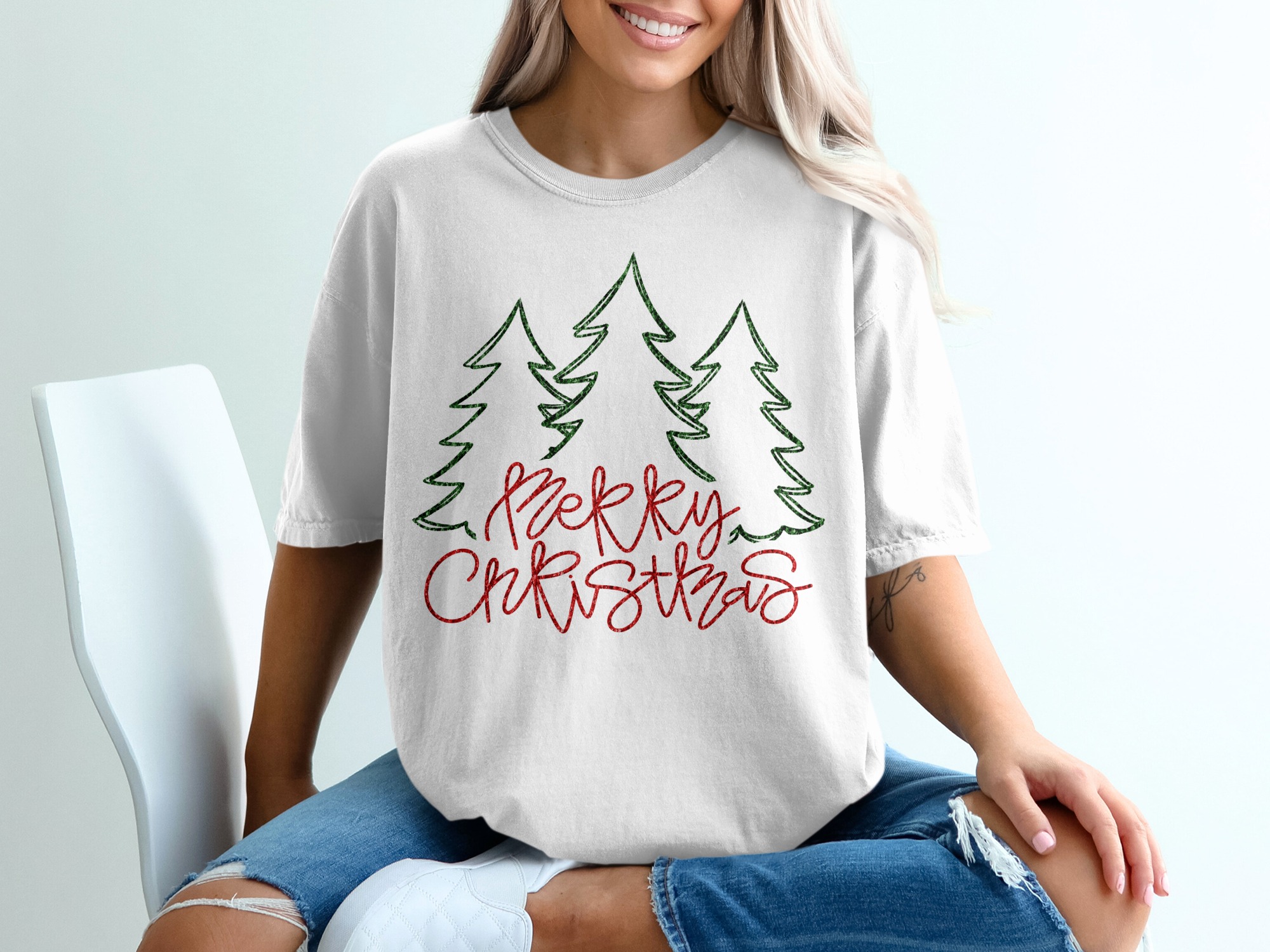 Merry Christmas T-Shirt, Christmas Tree Shirt, Holiday Tee, Festive Apparel, Christmas Gift, Family Matching Shirt, Christmas Party Outfit