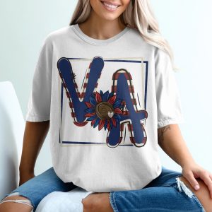 VA Sunflower T-Shirt, Virginia Patriotic Tee, USA Flag Flower Shirt, American Pride Apparel, State Pride T Shirt, Gift for Virginian