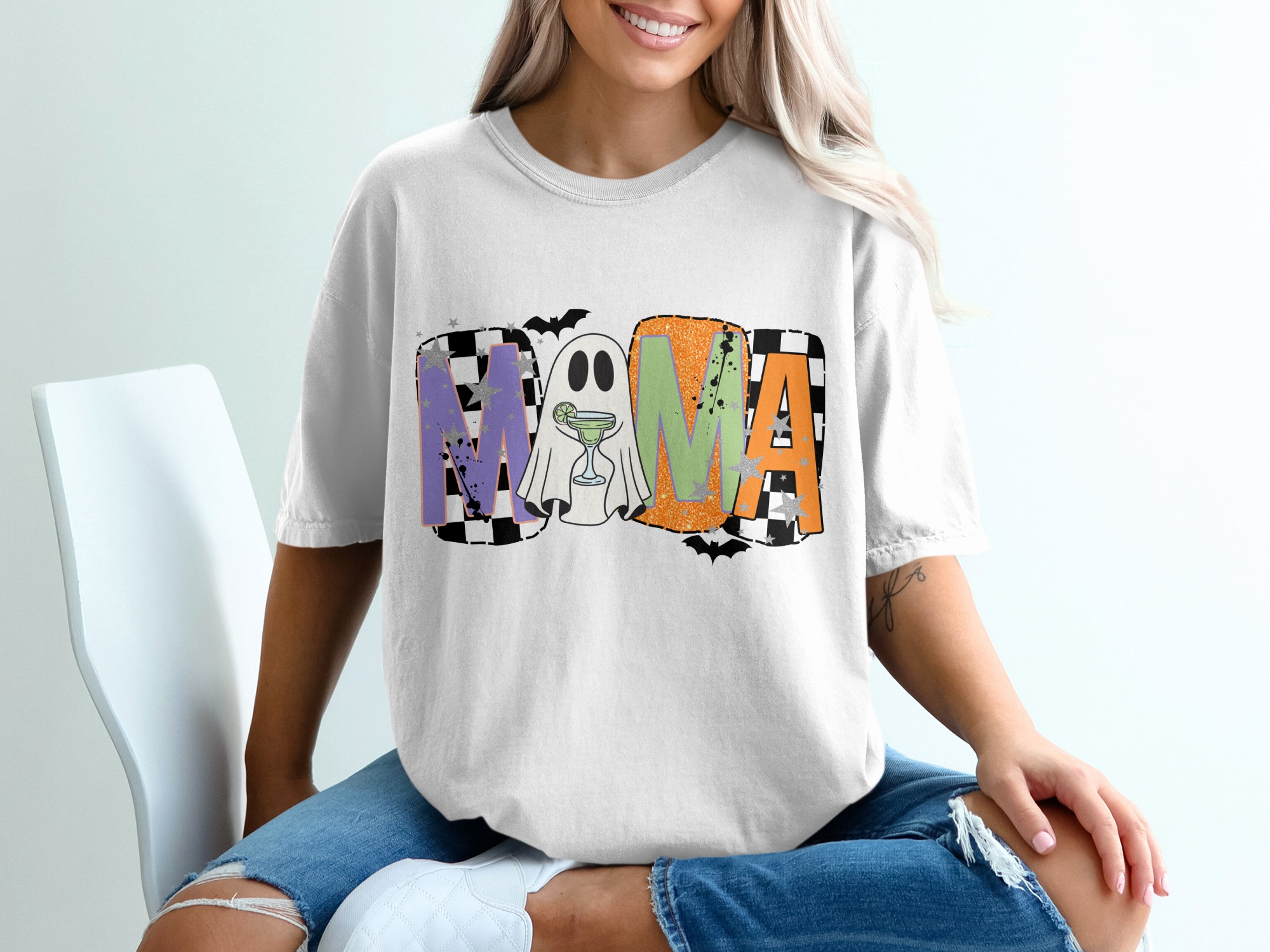Halloween Mama Ghost T-Shirt, Spooky Season Tee, Fall Apparel, Cute Boo Shirt, Funny Mom Gift, Party Shirt, Trendy Top, Holiday Shirt