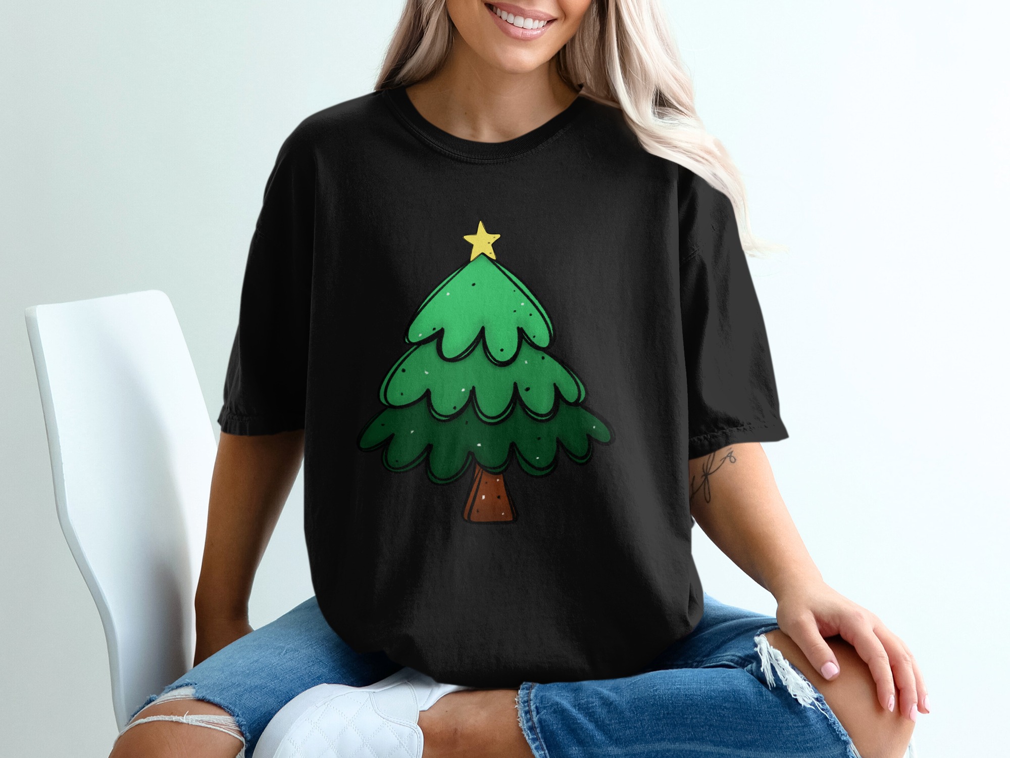 Cute Christmas Tree T-Shirt, Holiday Season Apparel, Festive Tree Design, Christmas Outfit, Holiday Gift Idea, Holiday T-Shirt - Image 2