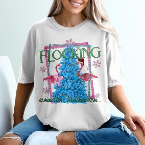 Flocking Around Christmas Tree T-Shirt, Flamingo Tee, Holiday Shirt, Festive Apparel, Funny Christmas T-Shirt, Xmas Gift Idea