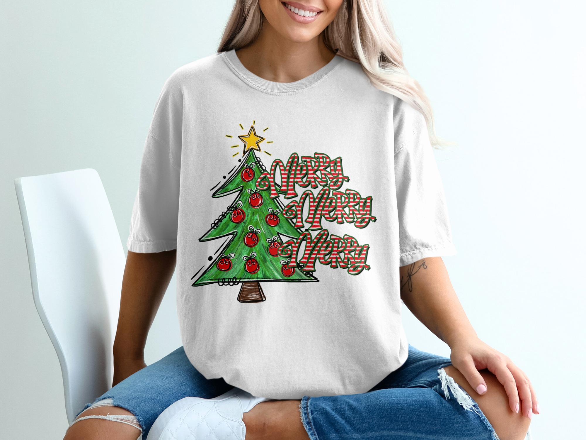 Merry Christmas T-Shirt, Holiday T-Shirt, Xmas Tree Shirt, Festive Apparel, Christmas Gift, Holiday Outfit, Xmas Shirt, Merry T-Shirt