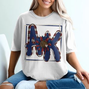 AK T-Shirt, Monogram Shirt, Patriotic Sunflower, USA Theme Tee, Distressed Look, Initial T-Shirt, Custom Gift, America T-Shirt