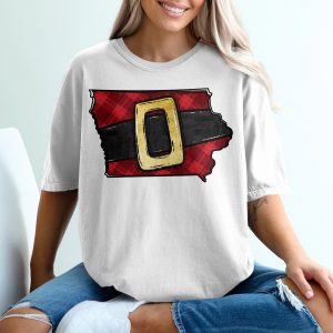 Iowa Christmas T-Shirt, Iowa Santa Belt TShirt, Iowa Holiday Shirt, Xmas Gift Idea, Iowa Pride, Festive Tee, Gift for Iowan