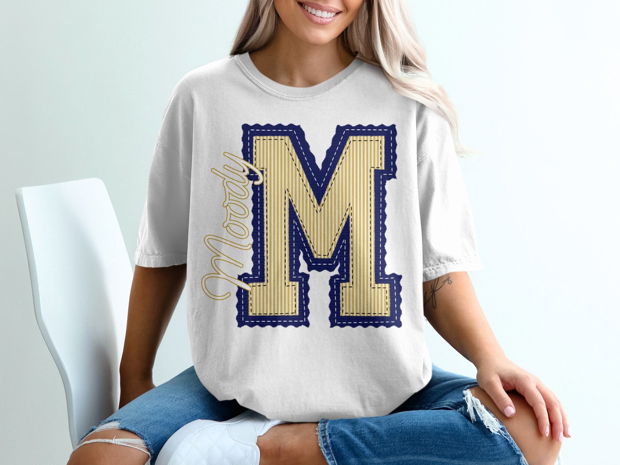 Seersucker Mascot T-Shirt, Custom Initial M T-Shirt, Moody Name, Change Your Colors T-Shirt, Personalized T-Shirt
