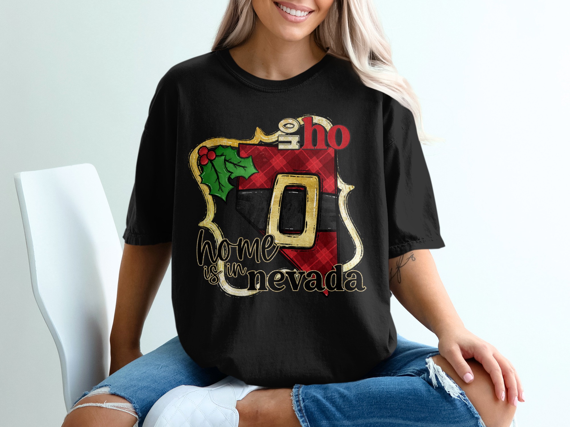 Home is in Nevada T-Shirt, Nevada Santa Claus T-Shirt, Christmas Nevada T-Shirt, Nevada Gift T-Shirt, Holiday Nevada Shirt - Image 2