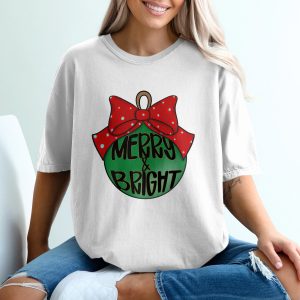 Merry and Bright Ornament T-Shirt, Holiday Tee, Christmas Shirt, Festive Apparel, Gift Idea, Seasonal Top