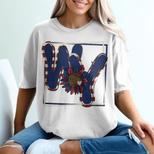 WY Sunflower Patriotic T-Shirt, USA Flag T-Shirt, American Pride Tee, Patriotic Gift, Country Girl Shirt, Fourth of July T-Shirt