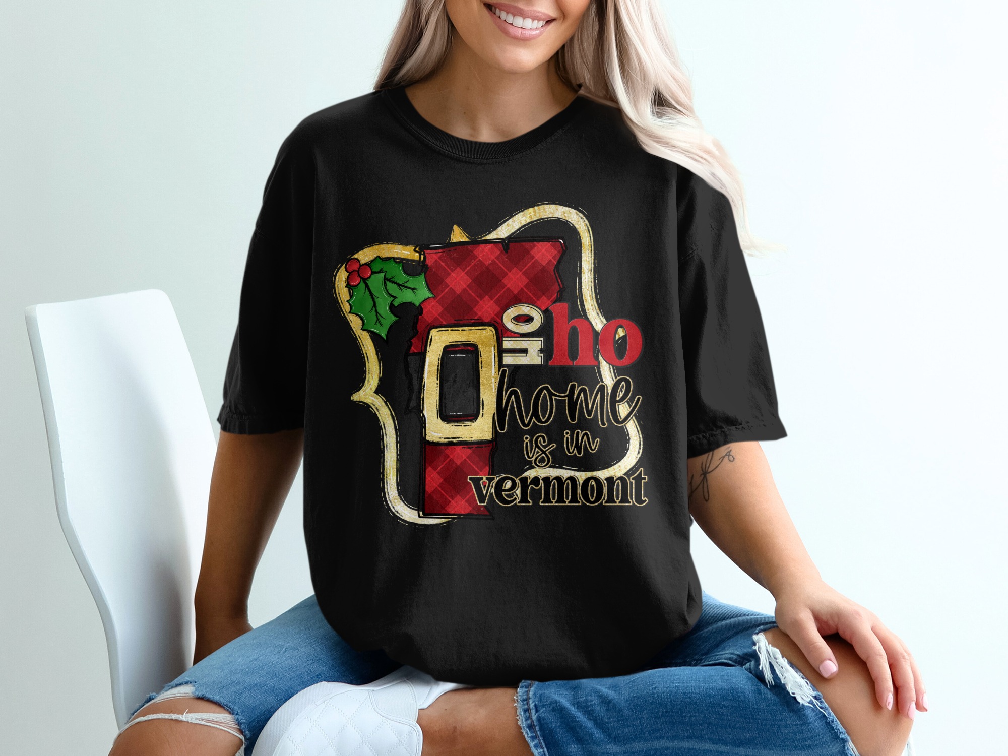 Home Is In Vermont T-Shirt, Santa Belt Vermont, Christmas T-Shirt, Holiday Season Tee, Vermont Gift, State Pride Shirt - Image 2