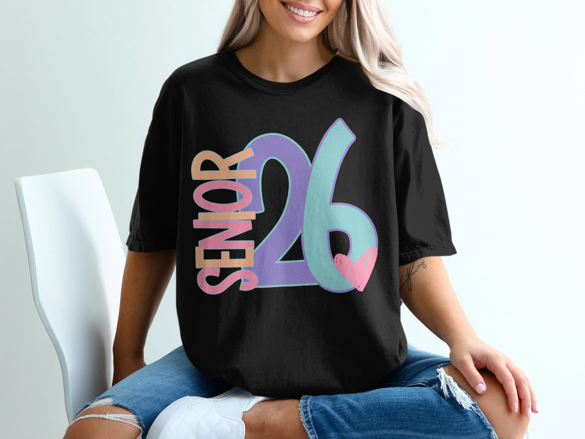 Senior 2026 T-Shirt, Cute Graduation Tee, Class of 2026, Colorful Heart Design, Unique Senior Gift, Trendy Senior Shirt - Image 2