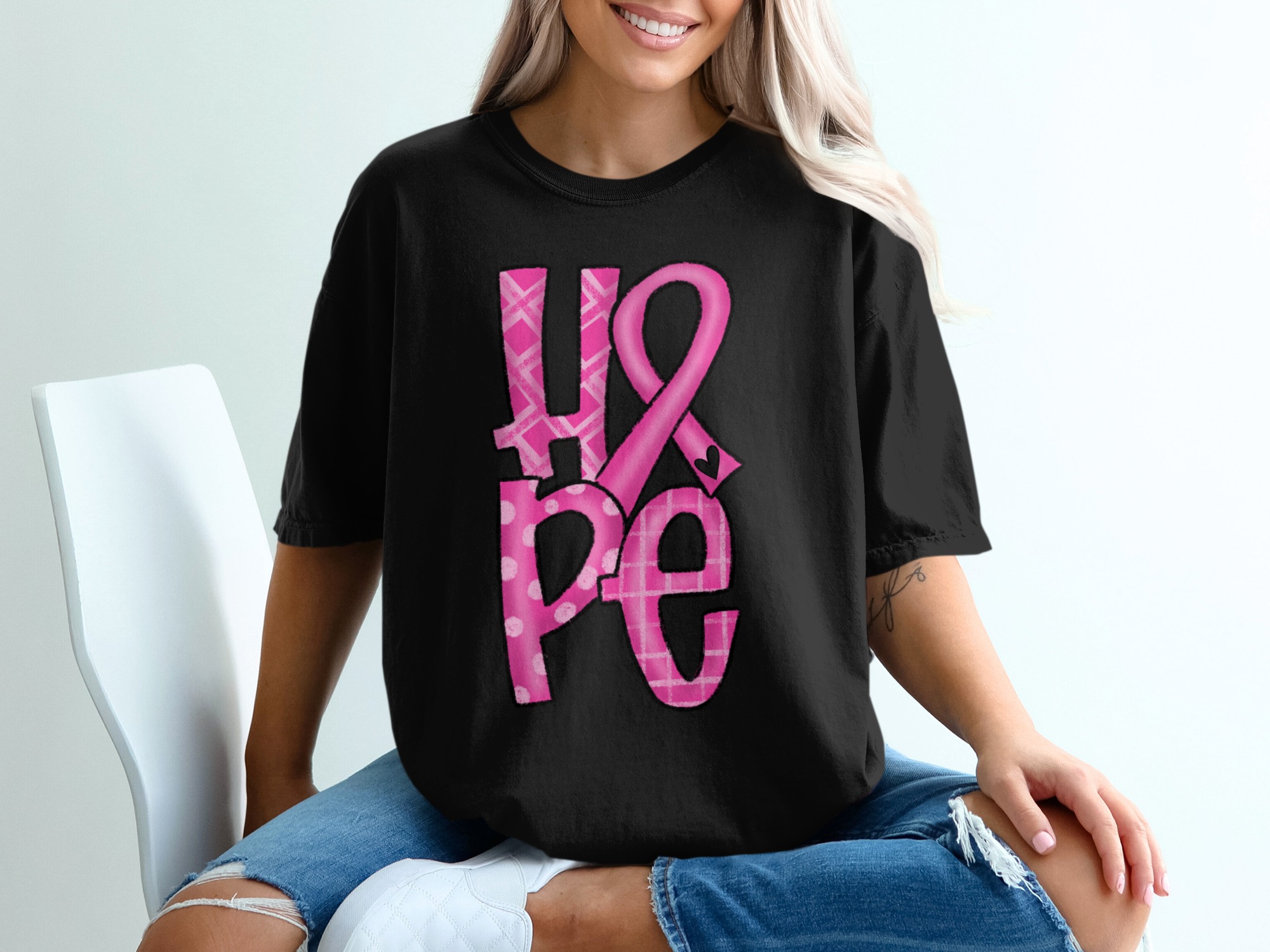 Hope Breast Cancer Awareness T Shirt, Pink Ribbon Tee, Survivor Gift, Inspirational Tee, Cancer Support, Awareness T-Shirt - Image 2