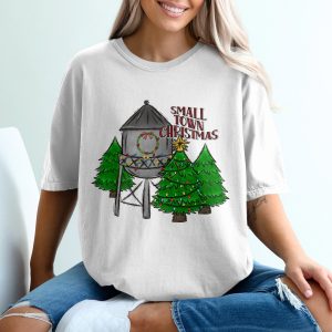 Small Town Christmas T-Shirt, Water Tower Christmas Tee, Holiday Town Gift, Christmas Lights Shirt, Winter Scene Shirt