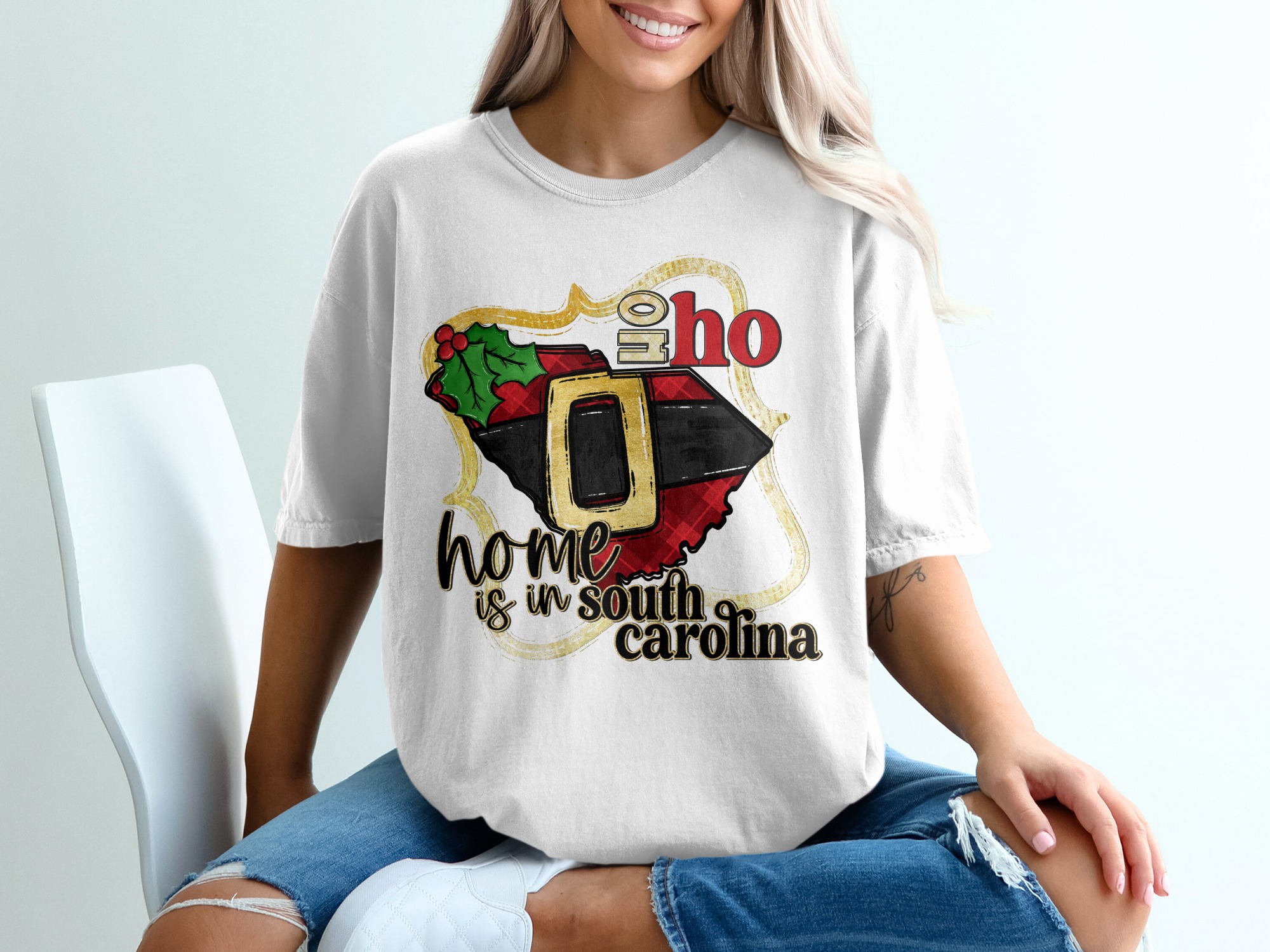 South Carolina Christmas T-Shirt, Home State Tee, Santa Belt Design, SC Pride Shirt, Holiday Gift Idea, Southern Christmas Tee