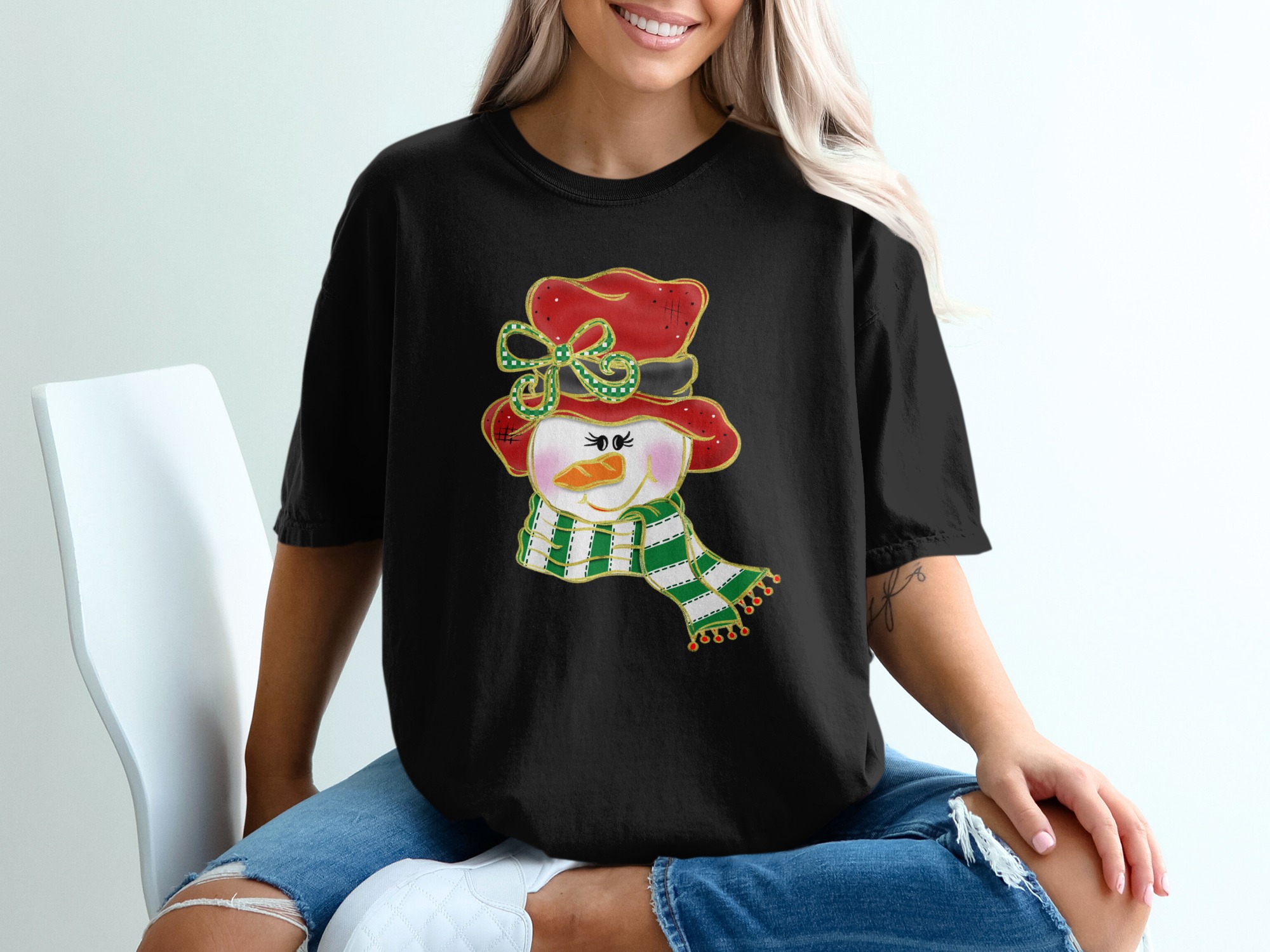 Cute Snowman T-Shirt, Holiday Shirt, Winter Apparel, Festive Top, Christmas Clothing, Seasonal Tee, Xmas Gift, Graphic Tee, Unique T-Shirt - Image 2