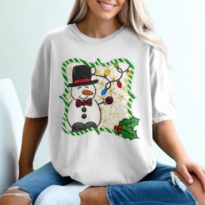 Cute Snowman T-Shirt, Christmas Lights Shirt, Winter Holiday Top, Festive Snowman Tee, Holiday Season Gift, Christmas Apparel