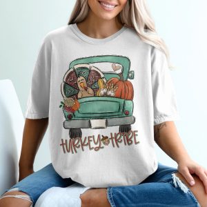 Turkey Tribe T-Shirt, Thanksgiving Truck, Fall Harvest Tee, Autumn Cute Outfit, Family Matching, Thanksgiving Shirt, Funny Turkey Shirt