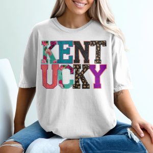 Kentucky T-Shirt, Floral Letters T Shirt, State Pride Tee, Kentucky Souvenir Shirt, Colorful Letters, Gift Idea T Shirt, Trendy Kentucky