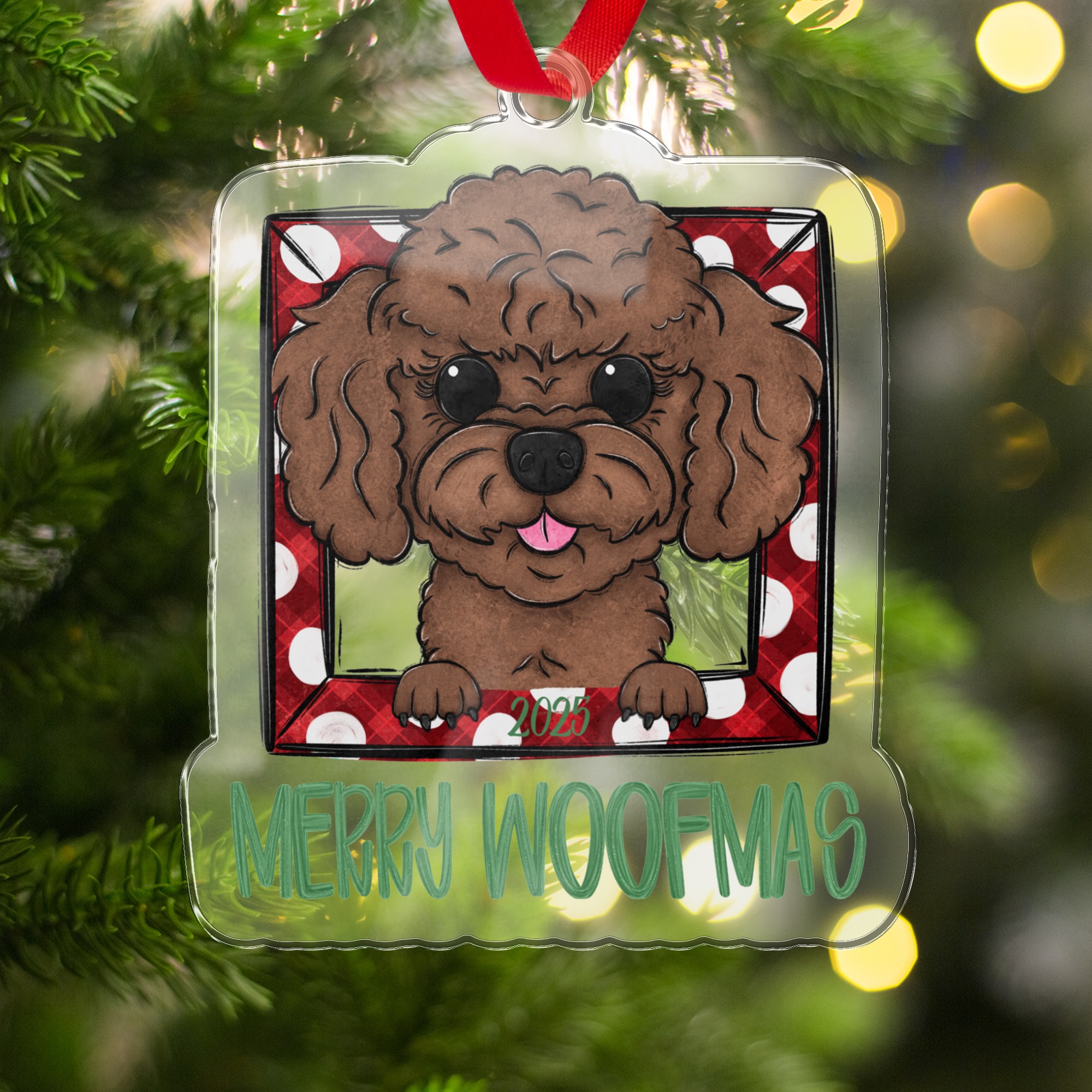 Merry Woofmas Christmas Ornament Dog Lover Gift Cute Pet Holiday Decoration Poodle Dog Christmas Tree Decor